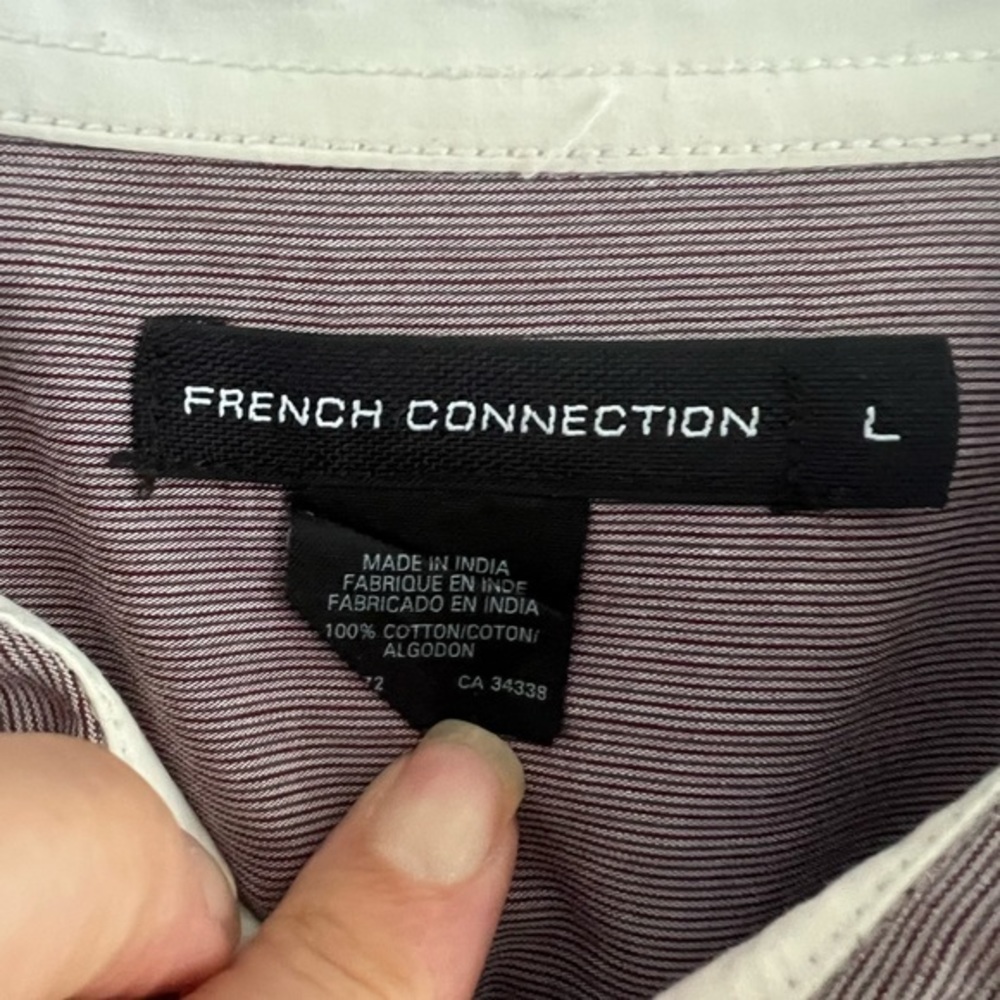 French Connection men’s Button Down Shirt Size Large Maroon - Picture 2 of 5